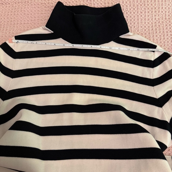 COS OVERSIZED STRIPED TURTLENECK SWEATER BLACK CREAM 100% COTTON MINIMALIST KNIT - Picture 7 of 10